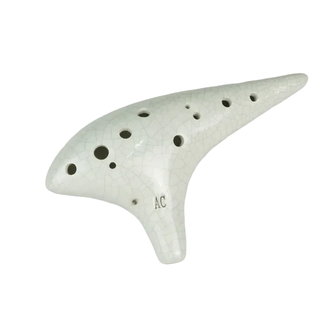 Ocarina blanche en céramique craquelée, instrument de musique Sonora-Mundi