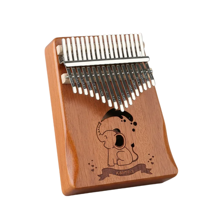 Kalimba en bois Sonora-Mundi avec gravure d’éléphant, instrument de musique africain