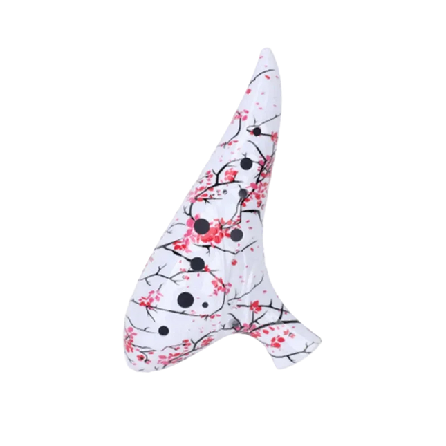 Coussin ergonomique Sonora-Mundi motif floral cerisier blanc, noir et rose sur fond noir