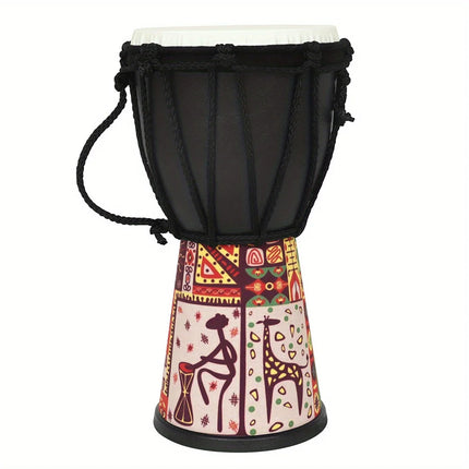 Djembe africain coloré motifs tribaux, instrument de musique Sonora-Mundi