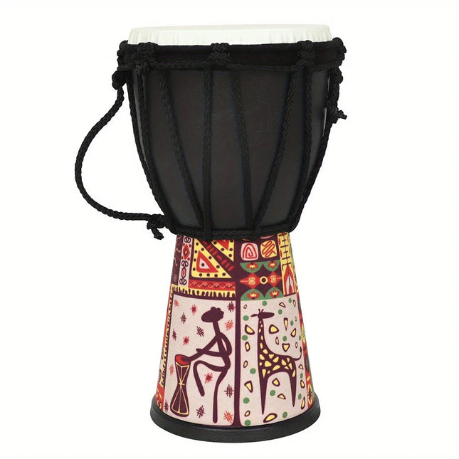Djembe africain coloré motifs tribaux, instrument de musique Sonora-Mundi