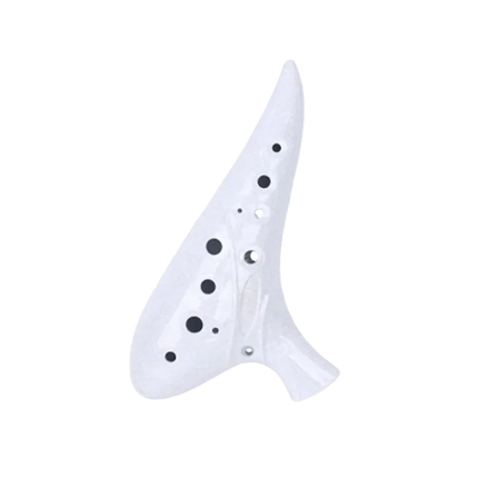 Ocarina blanche en céramique, instrument de musique Sonora-Mundi, fond noir