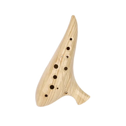 Ocarina en bois naturel, instrument de musique artisanal Sonora-Mundi sur fond noir