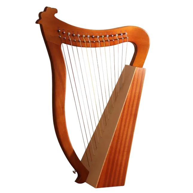 harpe celtique en bois sur fond noir, instrument de musique Sonora-Mundi