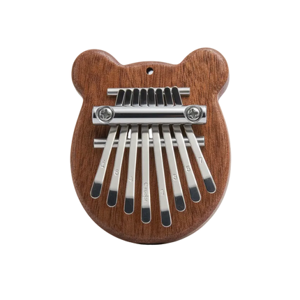 Kalimba en bois forme tête d’ours, instrument de musique Sonora-Mundi, lames métalliques