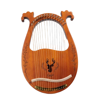 Lyre en bois décorée de motifs de cerf, instrument de musique traditionnel Sonora-Mundi