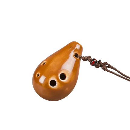 Ocarina en céramique marron avec cordon, instrument de musique Sonora-Mundi