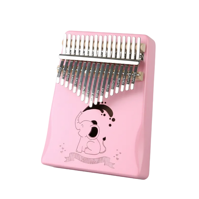 Kalimba rose Sonora-Mundi avec motif éléphant, instrument de musique africain, 17 lames