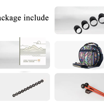 Accessoires Sonora-Mundi : bague, sac coloré, songbook, stickers chiffres, maillets.