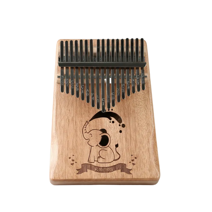 Kalimba en bois Sonora-Mundi avec gravure éléphant, instrument de musique africain.