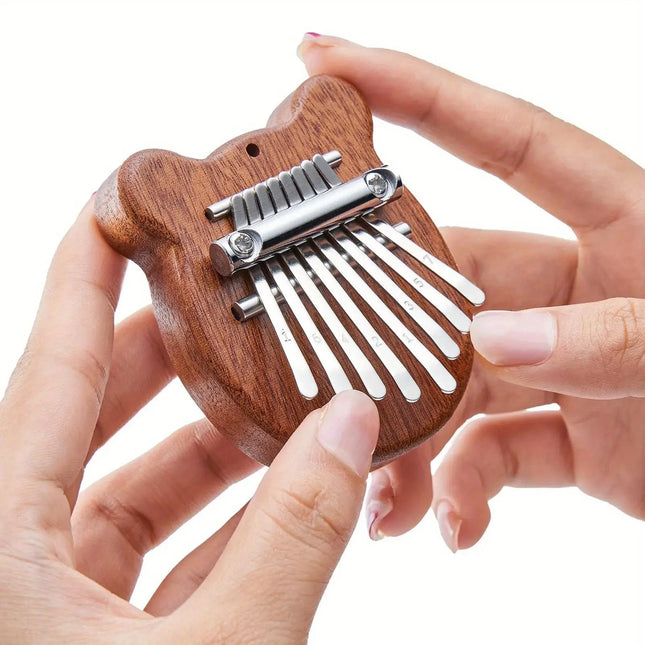 Mini kalimba en bois forme d'ours, instrument à pouces tenu en mains, Sonora-Mundi