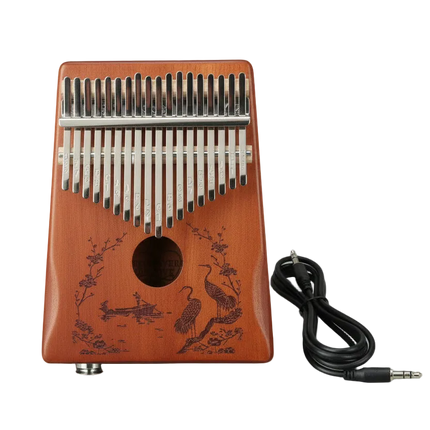 Kalimba bois Sonora-Mundi gravée oiseaux, câble audio inclus, instrument musique africain