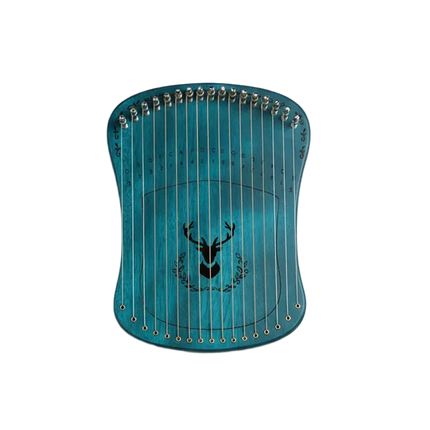 Lyre bleue 16 cordes avec motif de cerf, instrument de musique Sonora-Mundi